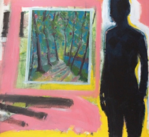 Marcel vrouw bij bosschilderij