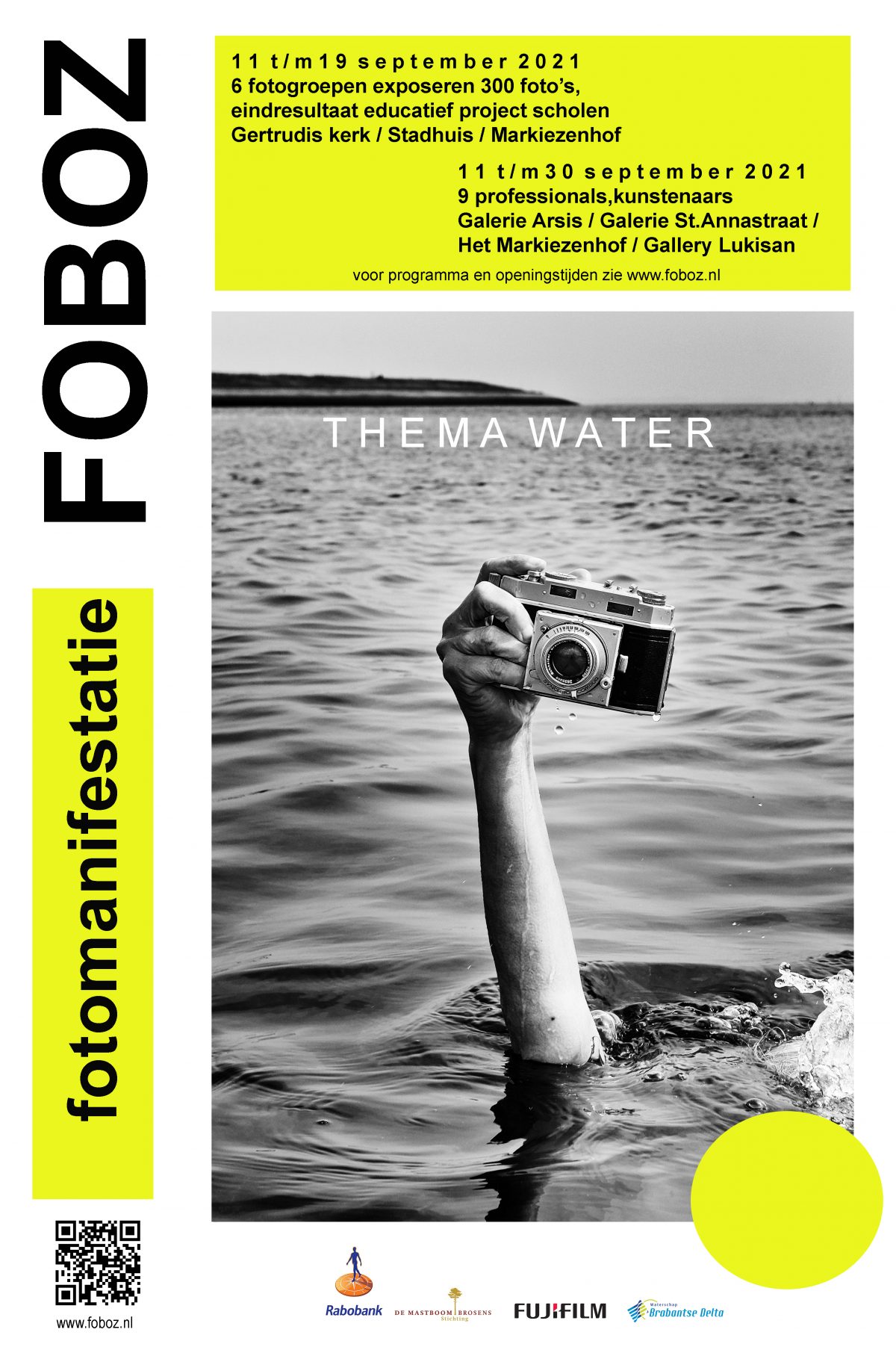 Fotomanifestatie Water. Expositie van 3 t/m 26 september 2021, georganiseerd door FoBoz, met in Galerie Arsis: Joel Tjintjelaar, Louis Sauter, Frank van Es en Rem van den Bosch.