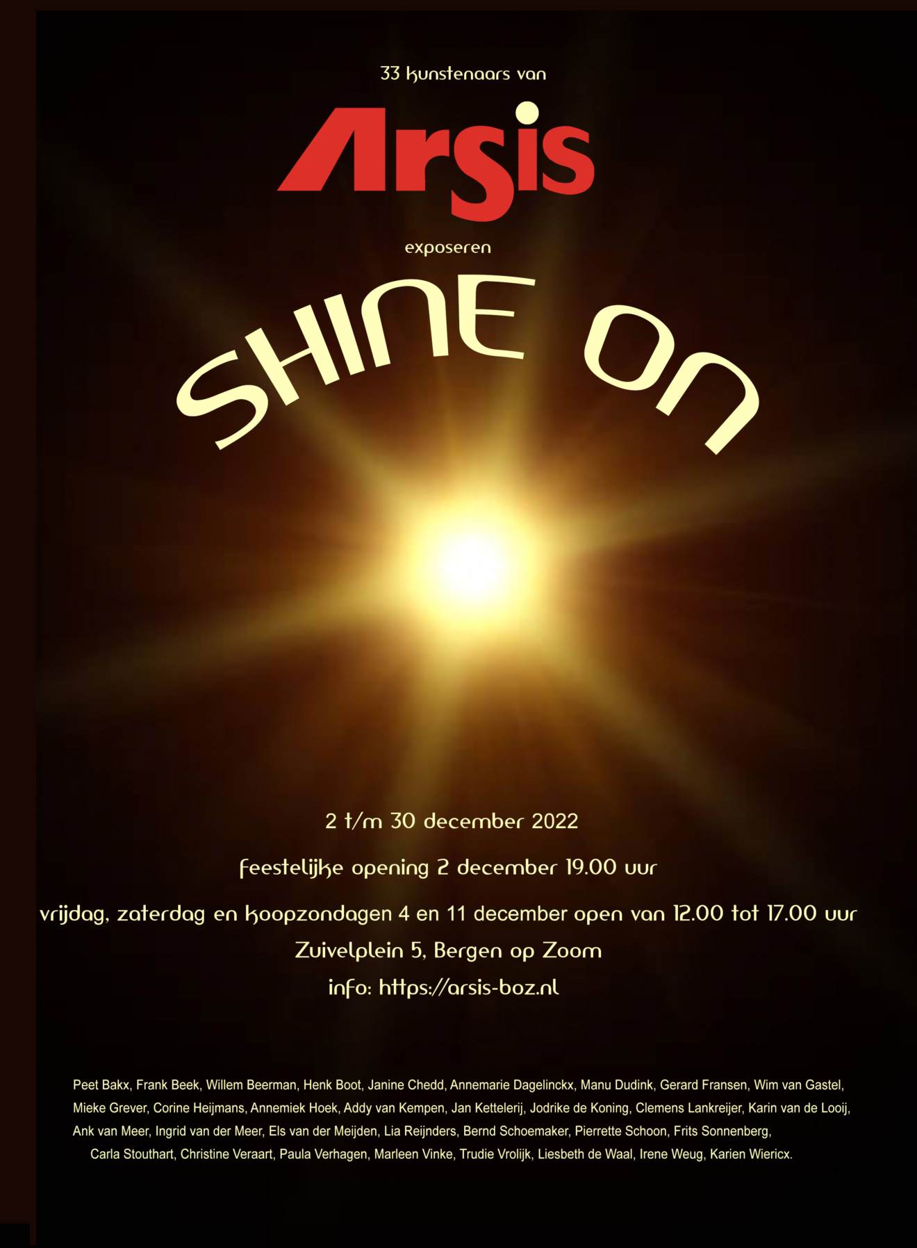 Shine-On. Verlaat 20-jarig bestaan Arsis overzicht expositie. Galerie Arsis, 2 t/m 30 december 2022